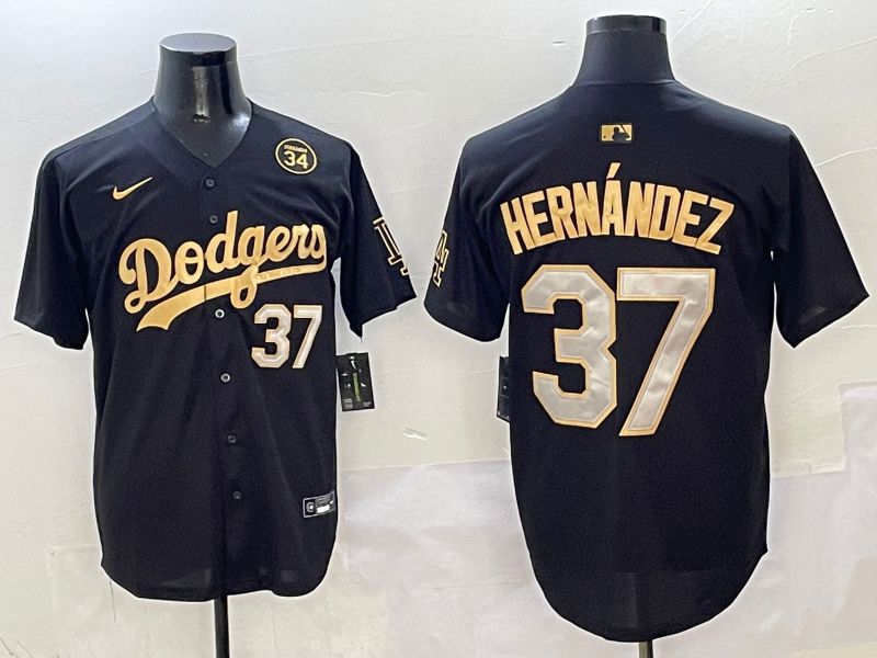 Men Los Angeles Dodgers #37 Hernandez Black Gold Game Nike 2025 MLB Jersey style 5->new york yankees->MLB Jersey